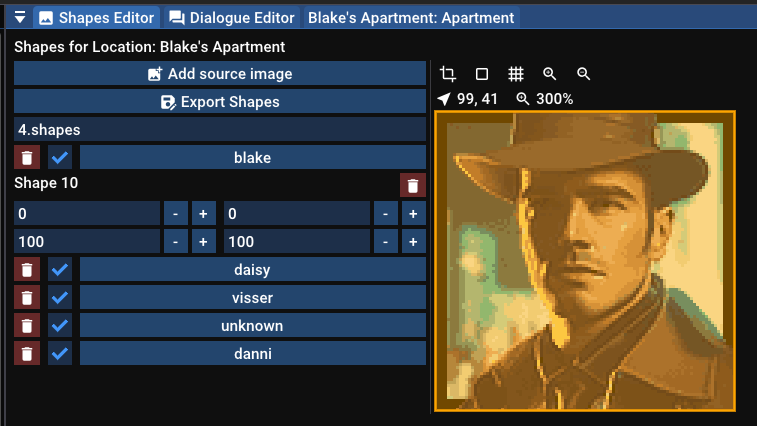 Shape editor turning Blake's portrait into a shape